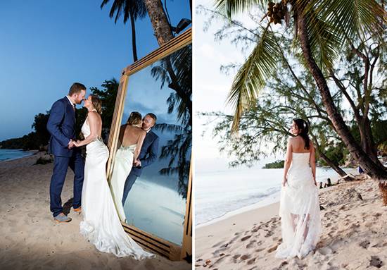 Reflection of a beautiful beach wedding