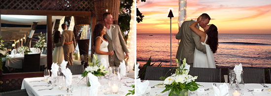 Wedding dinner and reception surrounded by spectacular Caribbean sunset