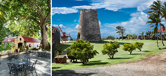 The beautiful grounds include a steam mill, syrup and distillery, used for the production of its own handcrafted rum