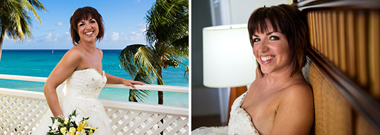 Bride enjoying view from her beach view room