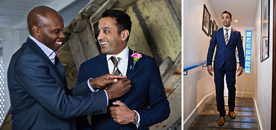 Groom preparing for wedding ceremony