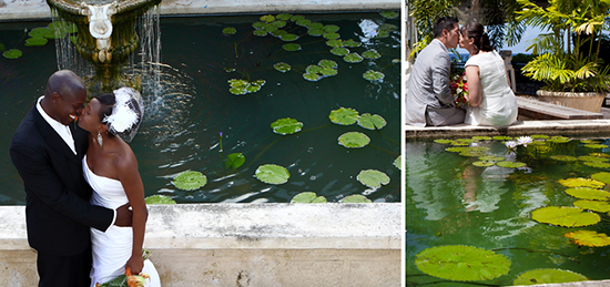 Beautiful lily pond and fountain at The Beach House